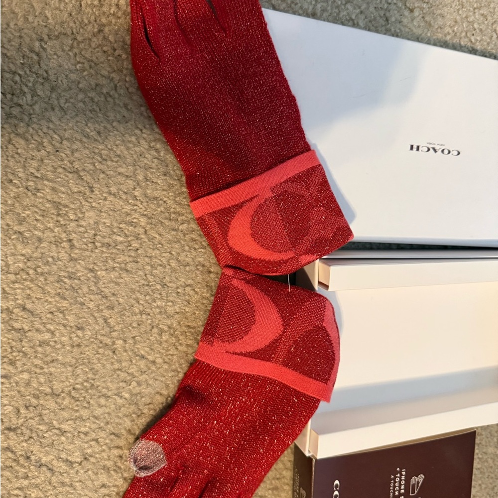 Coach red touch gloves. - Picture 2 of 4